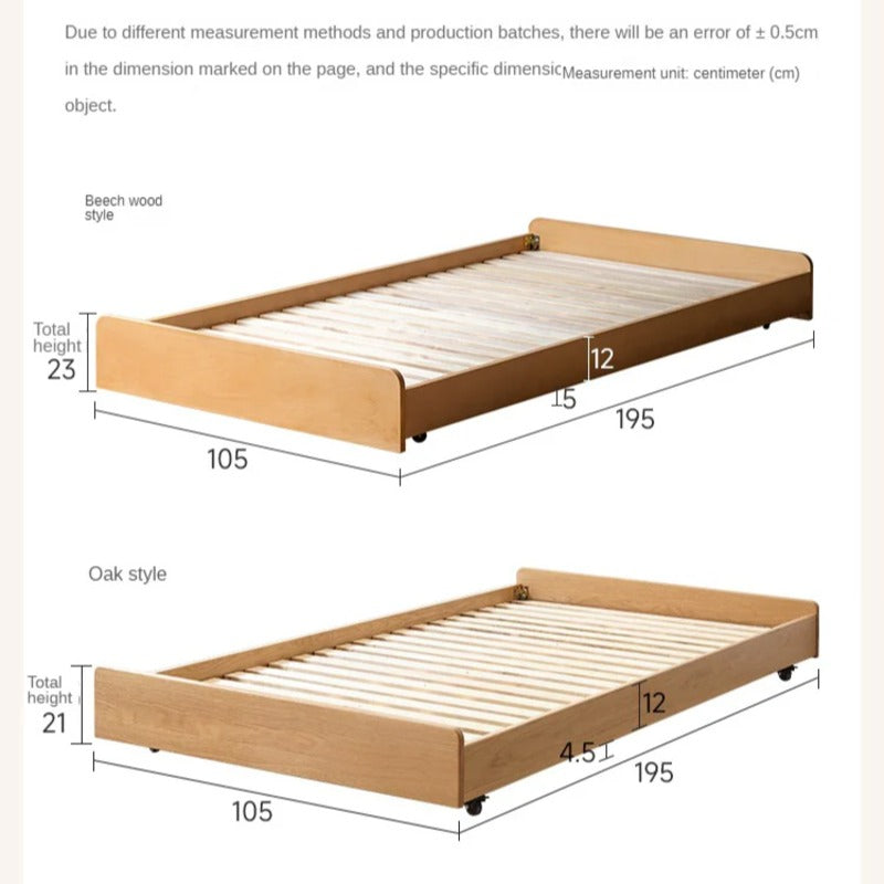 Oak, Beech solid wood floor bed with pulley toddler bed<