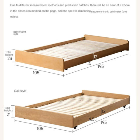 Oak, Beech solid wood floor bed with pulley toddler bed<