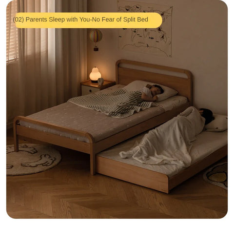 Oak, Beech solid wood floor bed with pulley toddler bed<