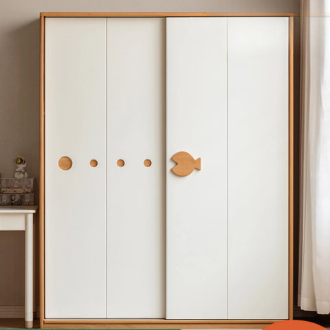 Beech Solid Wood Kids Sliding Door Wardrobe