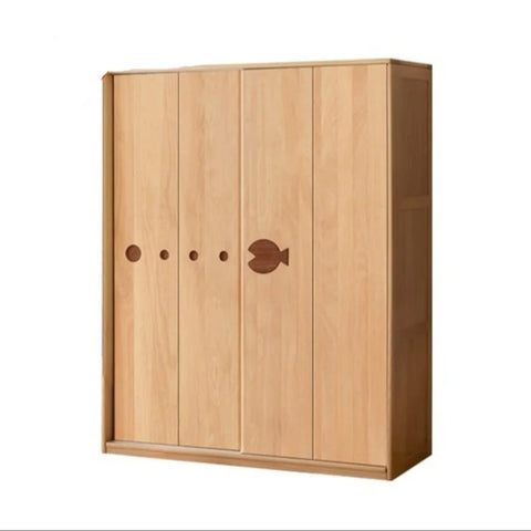 Beech Solid Wood Kids Sliding Door Wardrobe
