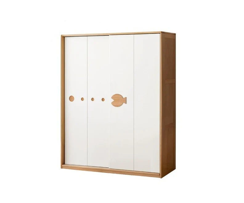 Beech Solid Wood Kids Sliding Door Wardrobe