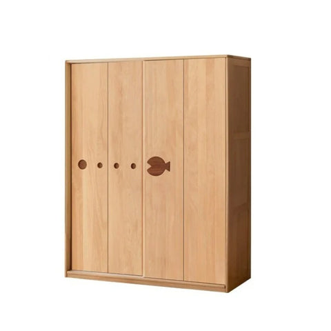 Beech Solid Wood Kids Sliding Door Wardrobe