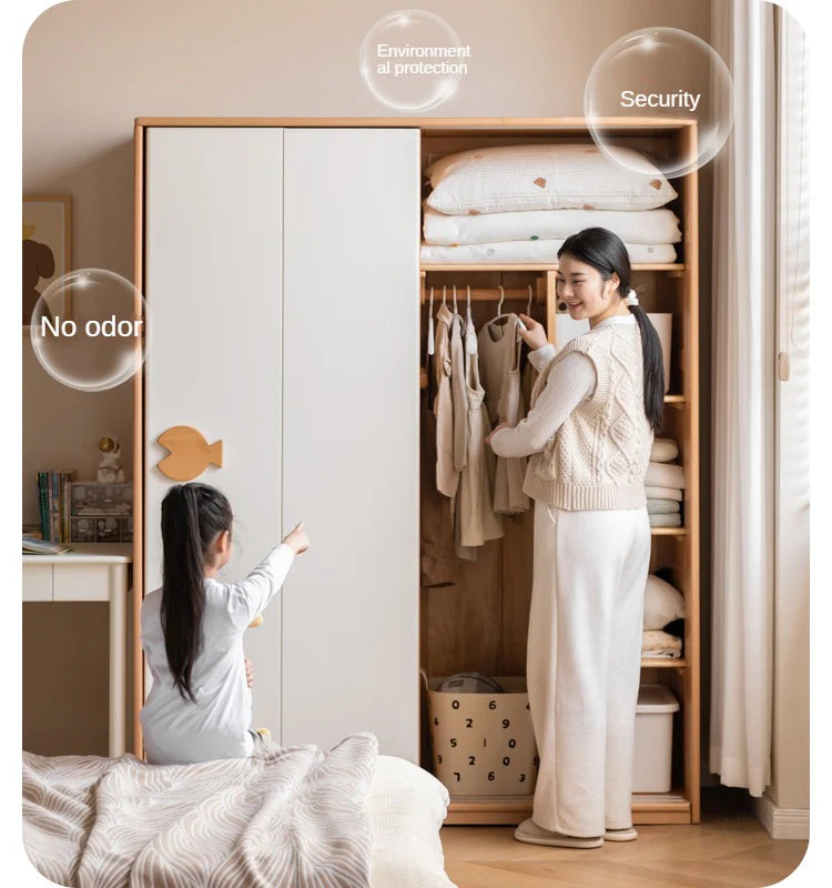 Beech Solid Wood Kids Sliding Door Wardrobe