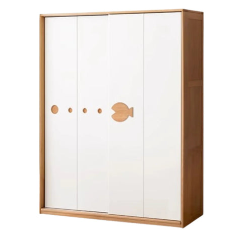 Beech Solid Wood Kids Sliding Door Wardrobe