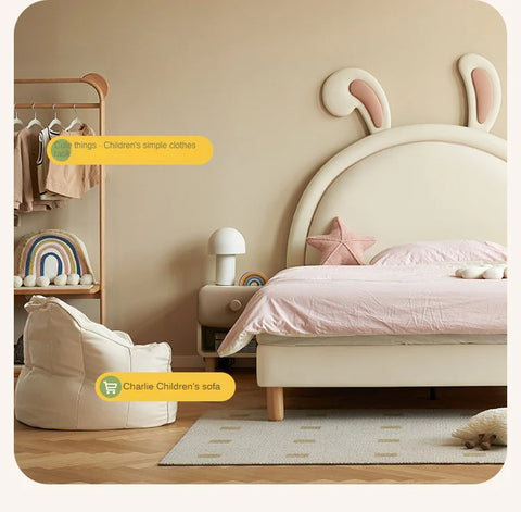 Children's Bed Girl Cartoon Rabbit Bed<