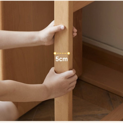 Beech & Oak Solid Wood Childrens Desk Natural Adjustable Study Table with Drawers Eco Friendly Design