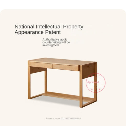 Beech & Oak Solid Wood Childrens Desk Natural Adjustable Study Table with Drawers Eco Friendly Design