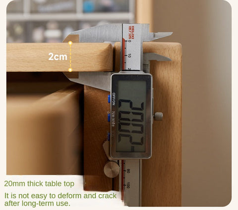 Beech & Oak Solid Wood Childrens Desk Natural Adjustable Study Table with Drawers Eco Friendly Design