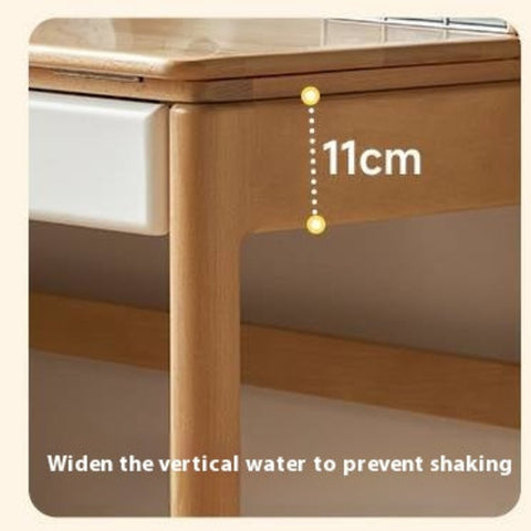 Beech Solid Wood Kids Learning Desk with White Top Storage Drawers and Eye Protection Lamp