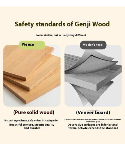 Beech Solid Wood Kids Learning Desk with White Top Storage Drawers and Eye Protection Lamp