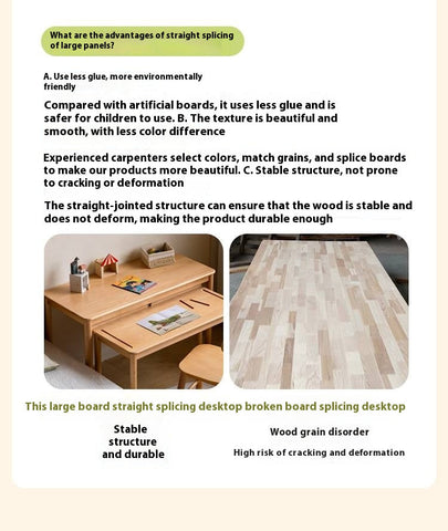 Beech Solid Wood Kids Learning Desk with White Top Storage Drawers and Eye Protection Lamp