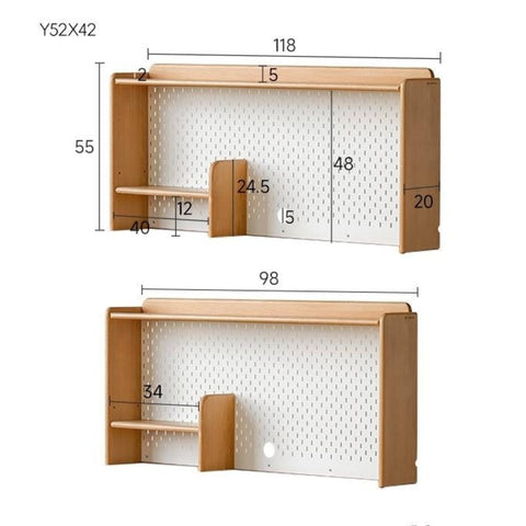 Beech Solid Wood Kids Learning Desk with White Top Storage Drawers and Eye Protection Lamp
