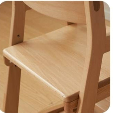 Beech Solid Wood Kids Chair Natural Finish Ergonomic Adjustable Seat Removable Washable Chenille Cushion for Playroom & Study