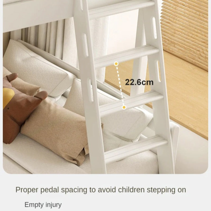 Beech, Birch solid wood children's bunk bed white detachable bed.