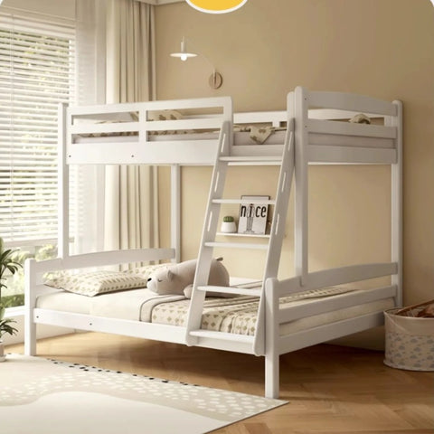 Beech, Birch solid wood children's bunk bed white detachable bed.