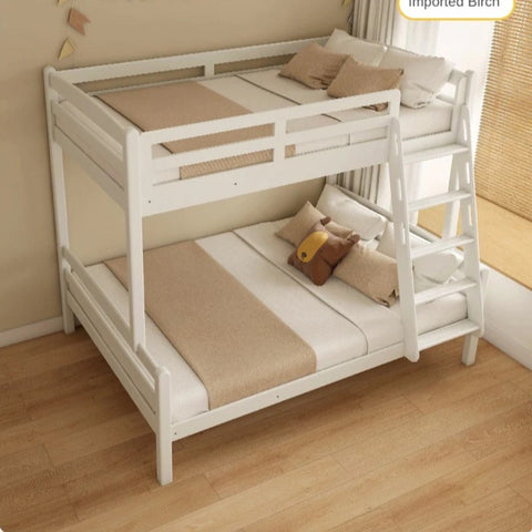 Beech, Birch solid wood children's bunk bed white detachable bed.
