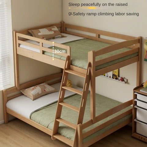 Beech, Birch solid wood children's bunk bed white detachable bed.