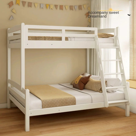 Beech, Birch solid wood children's bunk bed white detachable bed.