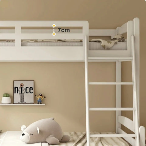 Beech, Birch solid wood children's bunk bed white detachable bed.