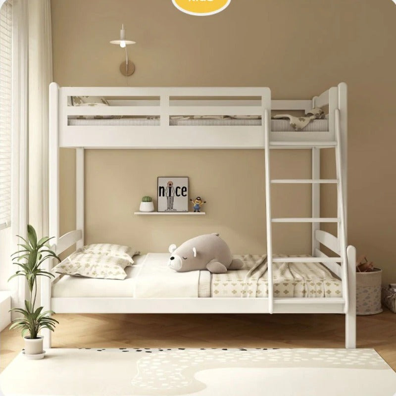 Beech, Birch solid wood children's bunk bed white detachable bed.
