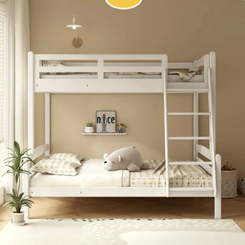 Beech, Birch solid wood children's bunk bed white detachable bed.