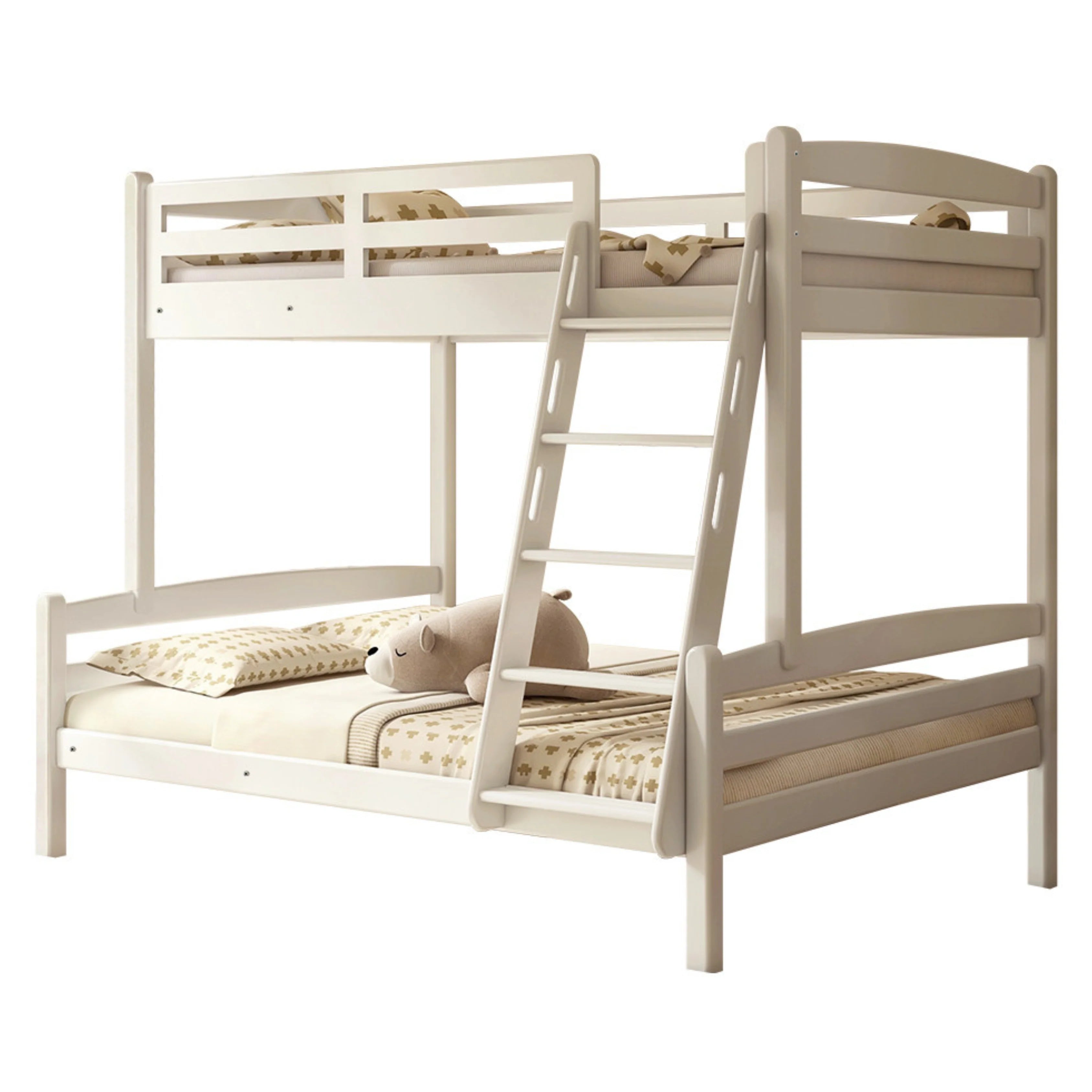 Beech, Birch solid wood children's bunk bed white detachable bed.