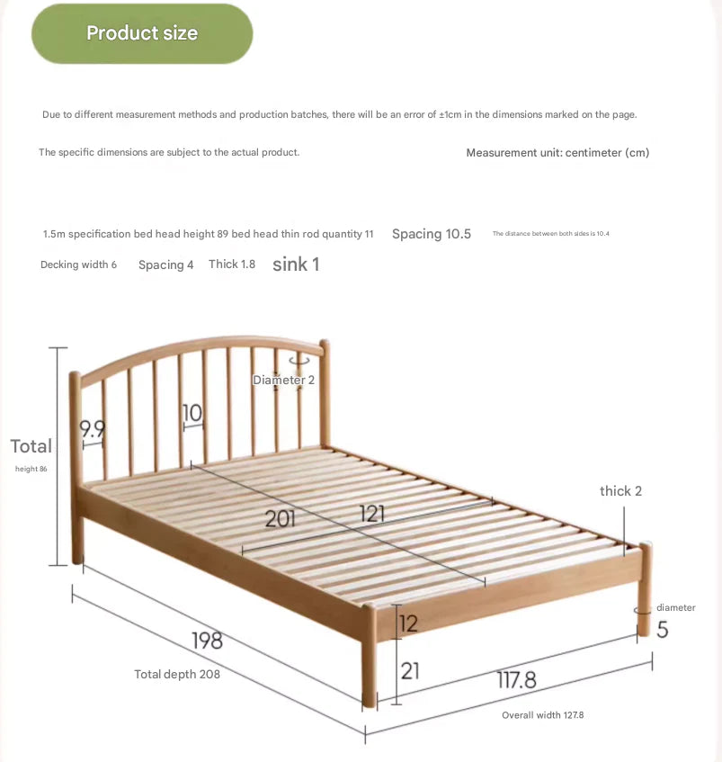 Beech Solid Wood Children's Bed<