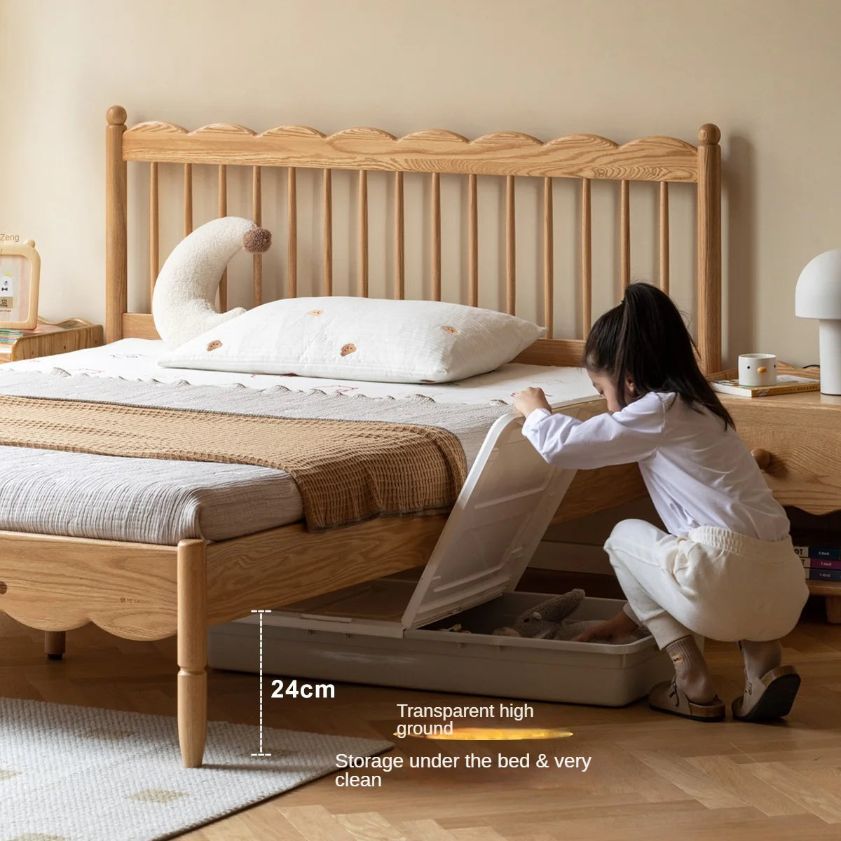 Oak solid wood children's bed<