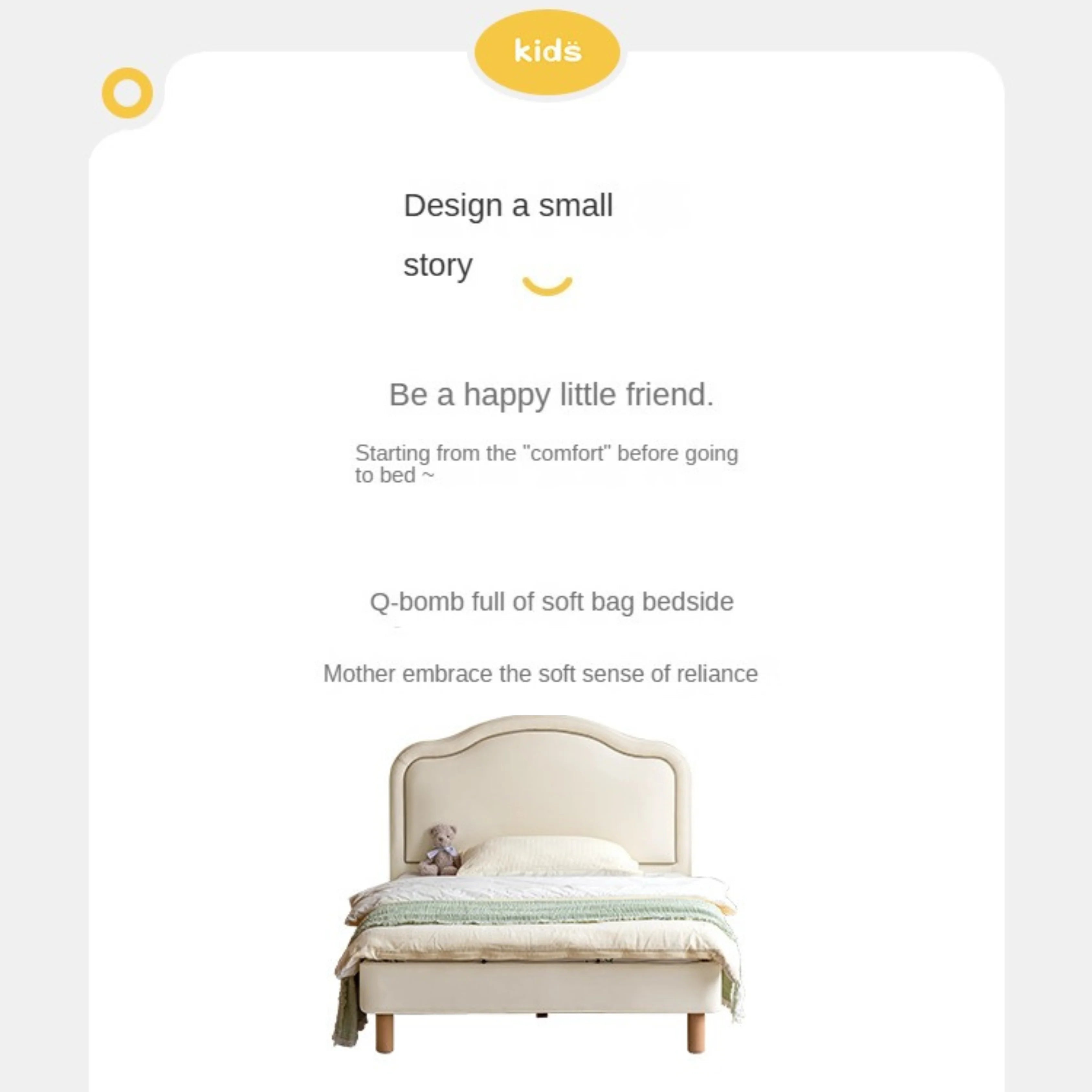 Organic Leather Cream Style Soft Kid's Bed