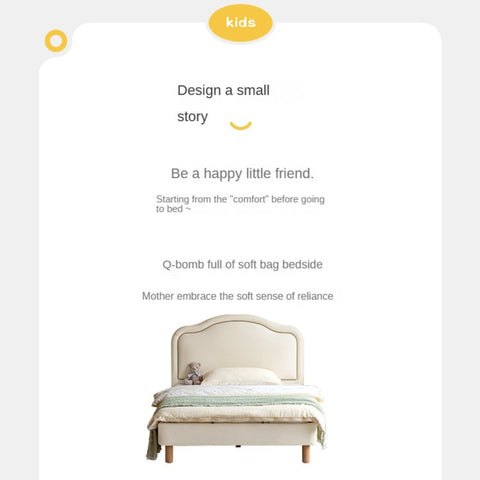 Organic Leather Cream Style Soft Kid's Bed