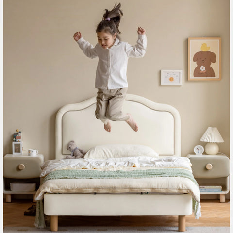 Organic Leather Cream Style Soft Kid's Bed