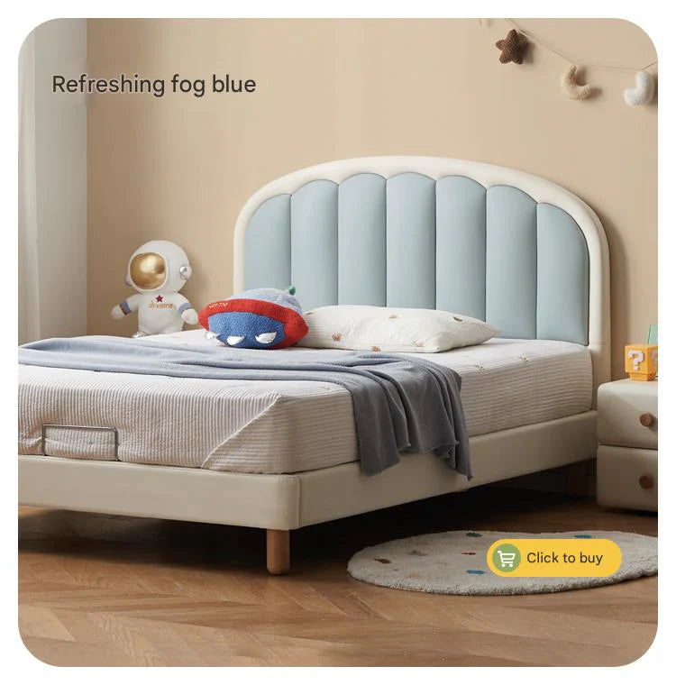 Children's Bed Modern Simple White Cream organic leather<