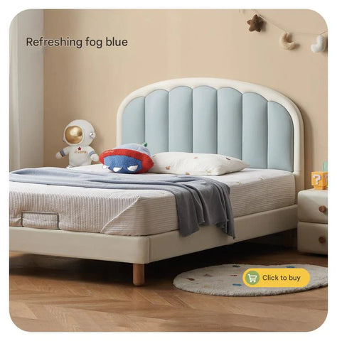 Children's Bed Modern Simple White Cream organic leather<