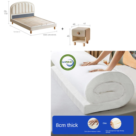 Children's Bed Modern Simple White Cream organic leather<