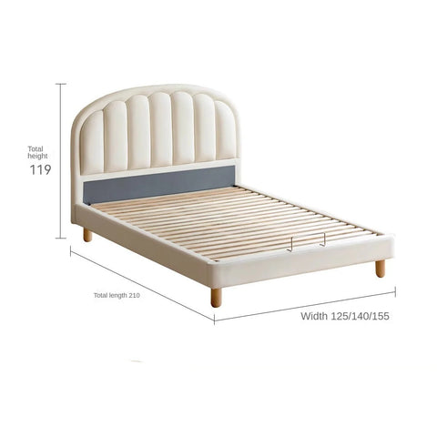 Children's Bed Modern Simple White Cream organic leather<