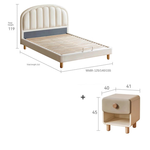 Children's Bed Modern Simple White Cream organic leather<