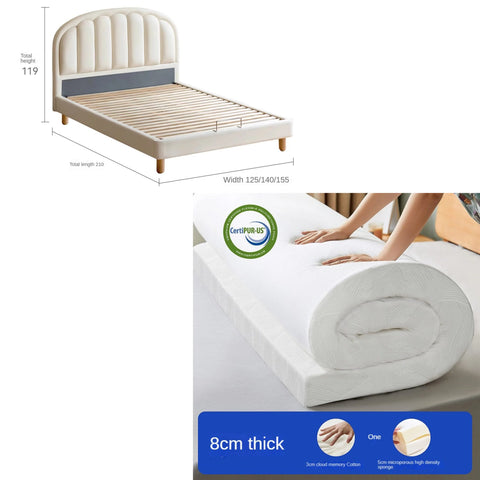 Children's Bed Modern Simple White Cream organic leather<