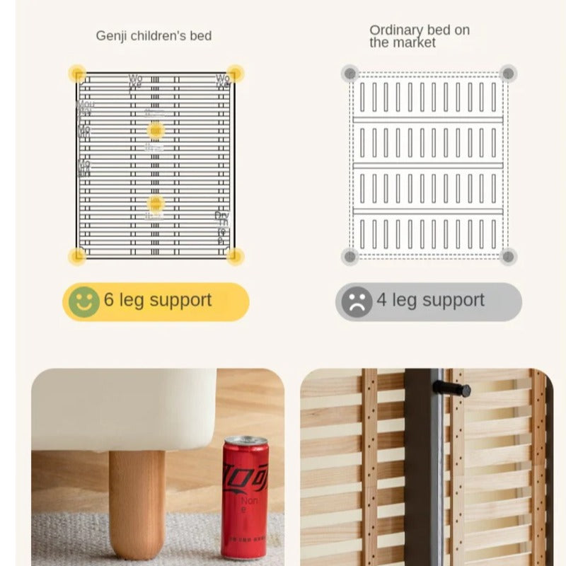 Children's Bed Modern Simple White Cream organic leather<