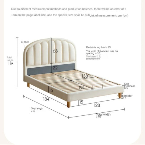 Children's Bed Modern Simple White Cream organic leather<