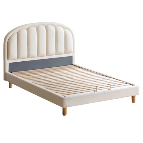 Children's Bed Modern Simple White Cream organic leather<