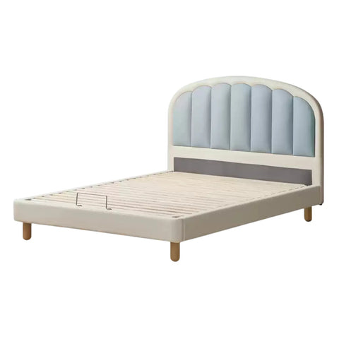 Children's Bed Modern Simple White Cream organic leather<