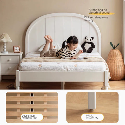Poplar Solid Wood High Headboard Children's Bed.