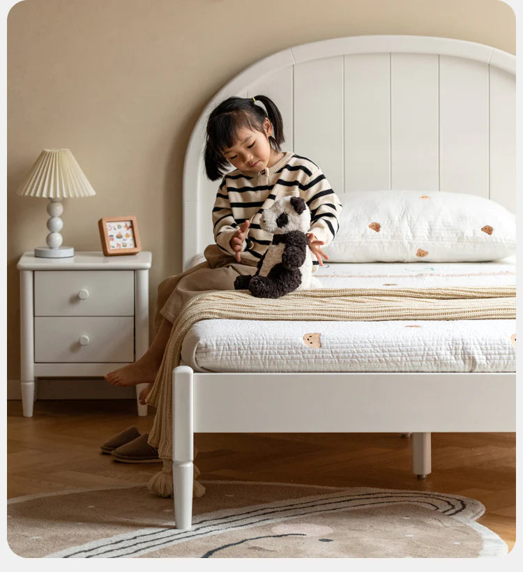 Poplar Solid Wood High Headboard Children's Bed.