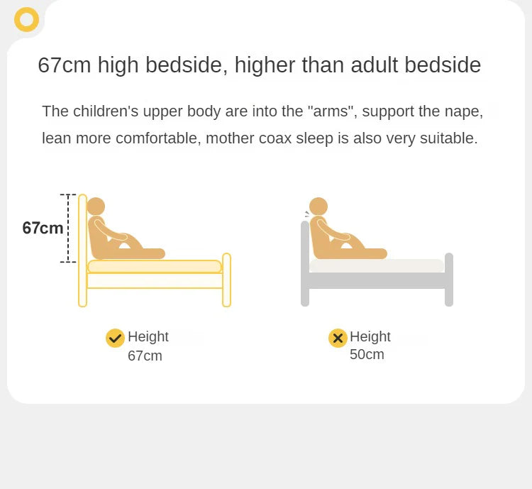 Poplar Solid Wood High Headboard Children's Bed.