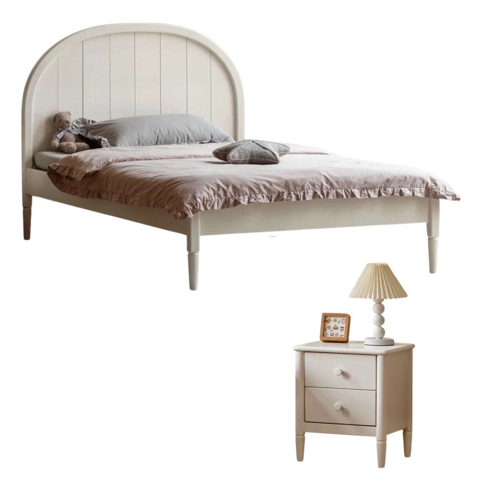 Poplar Solid Wood High Headboard Children's Bed.
