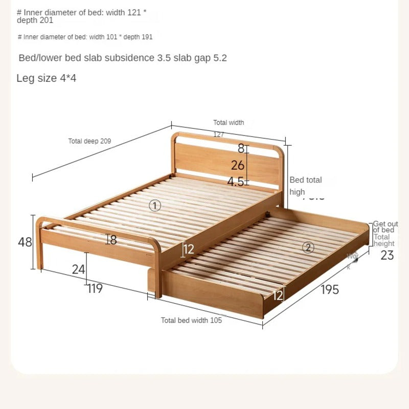 Beech Solid wood Space-saving bunk bed , mother's helper bed<