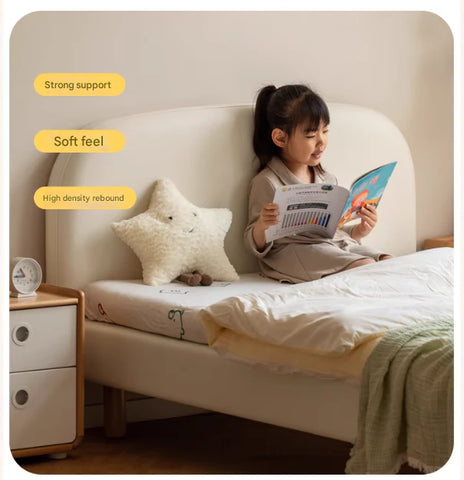 Organic leather Сhildren's bed cream bed<