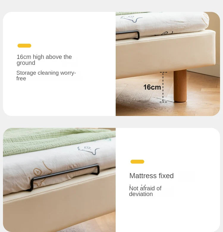 Organic leather Сhildren's bed cream bed<