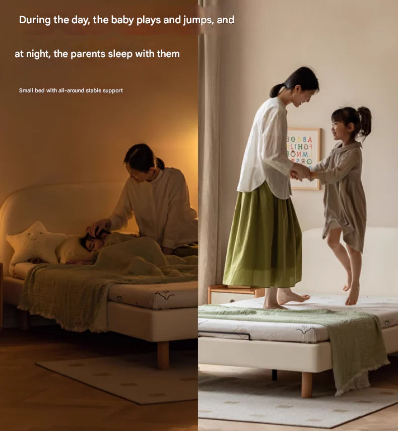 Organic leather Сhildren's bed cream bed<